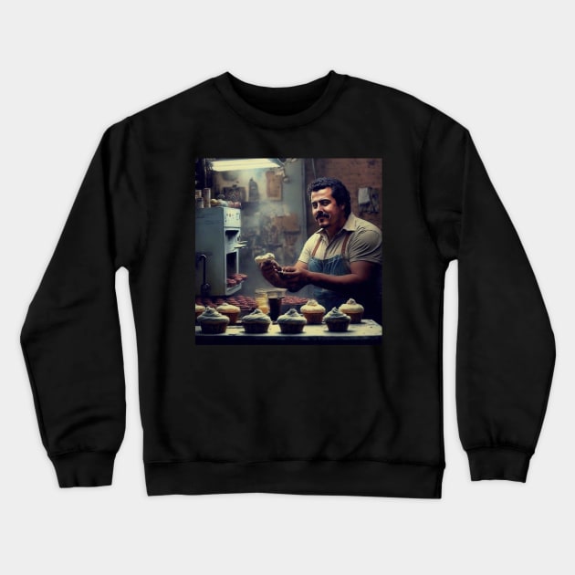 Pablo Escobar Making Cupcakes Parody 3 Crewneck Sweatshirt by MAPublishings